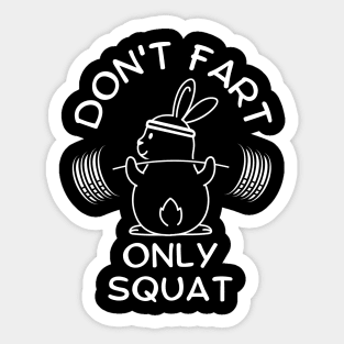 Funny Saying Don't Fart Only Squat By Bunny Sticker